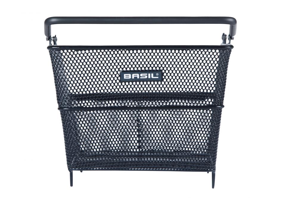 Schwarzer Basil Cento Multi System NX Gepäckträgerkorb, 21,5L, MIK/Racktime/i-Rack/Carrymore kompatibel.