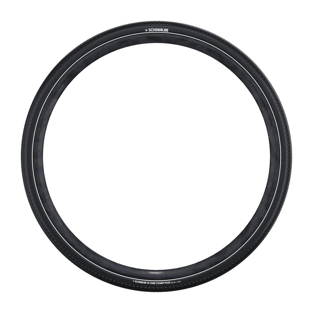 Schwalbe G-One Comp Plus 29 Zoll Drahtreifen Schwarz (50-622), sicherer Gravel- und Cityreifen in Seitenansicht.