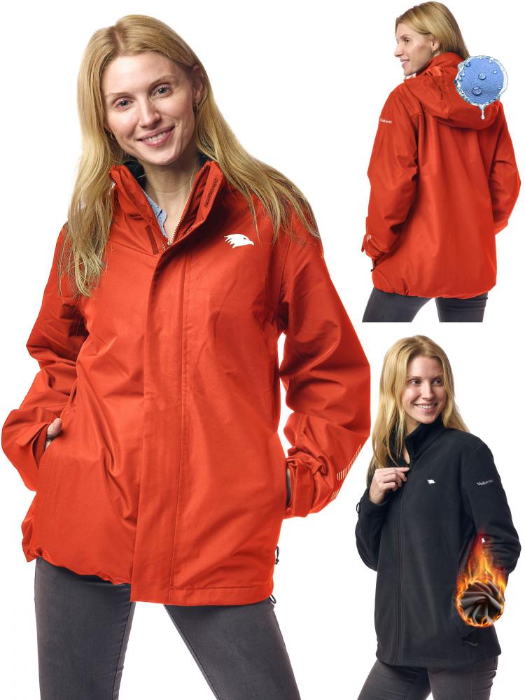 Valkental Damenjacke 3in1 Smart Jacket wasserdichte Jacke mit Fleece Zipp-In M rot