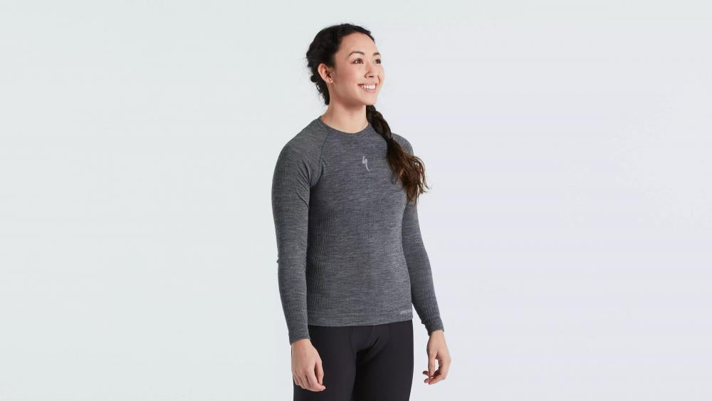 SEAMLESS MERINO BASELAYER LS WMN GRY L/XL - Bekleidung