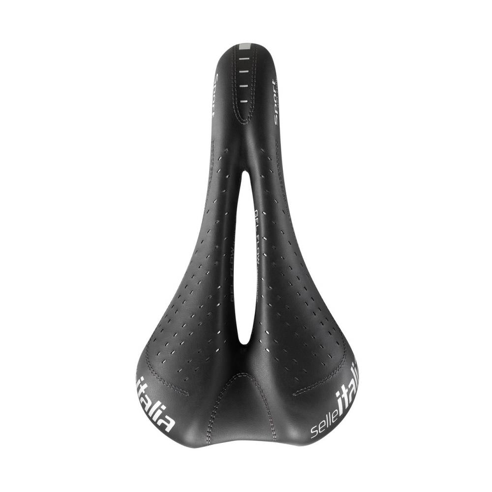 Selle Italia Sport Gel Flow S2 black - komfortabler Tourensattel mit 140 mm Breite, Gel-Polsterung, Superflow-Aussparung & elastomerbasiertem Dämpfungssystem