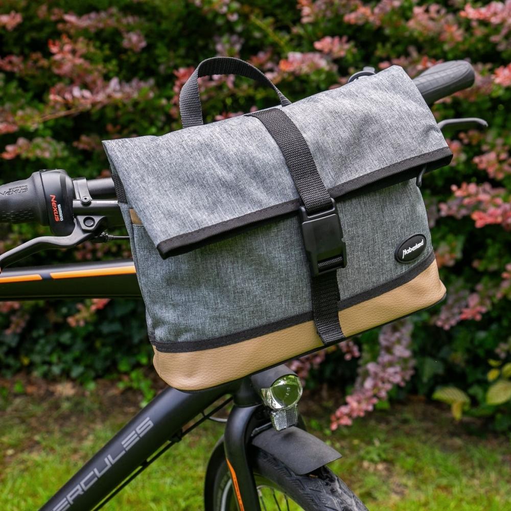 Haberland Lenkertasche Mel eMotion grau/hellbraun - praktische E-Bike Lenkertasche mit KLICKfix