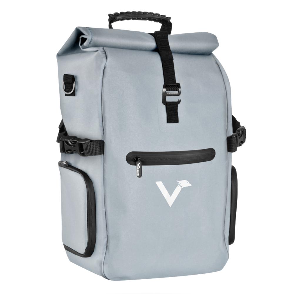 Valkental ValkPro 3in1 Fahrradtasche, wasserdicht, 22-26 Liter, Laptopfach bis 15", vollreflektierend, grau