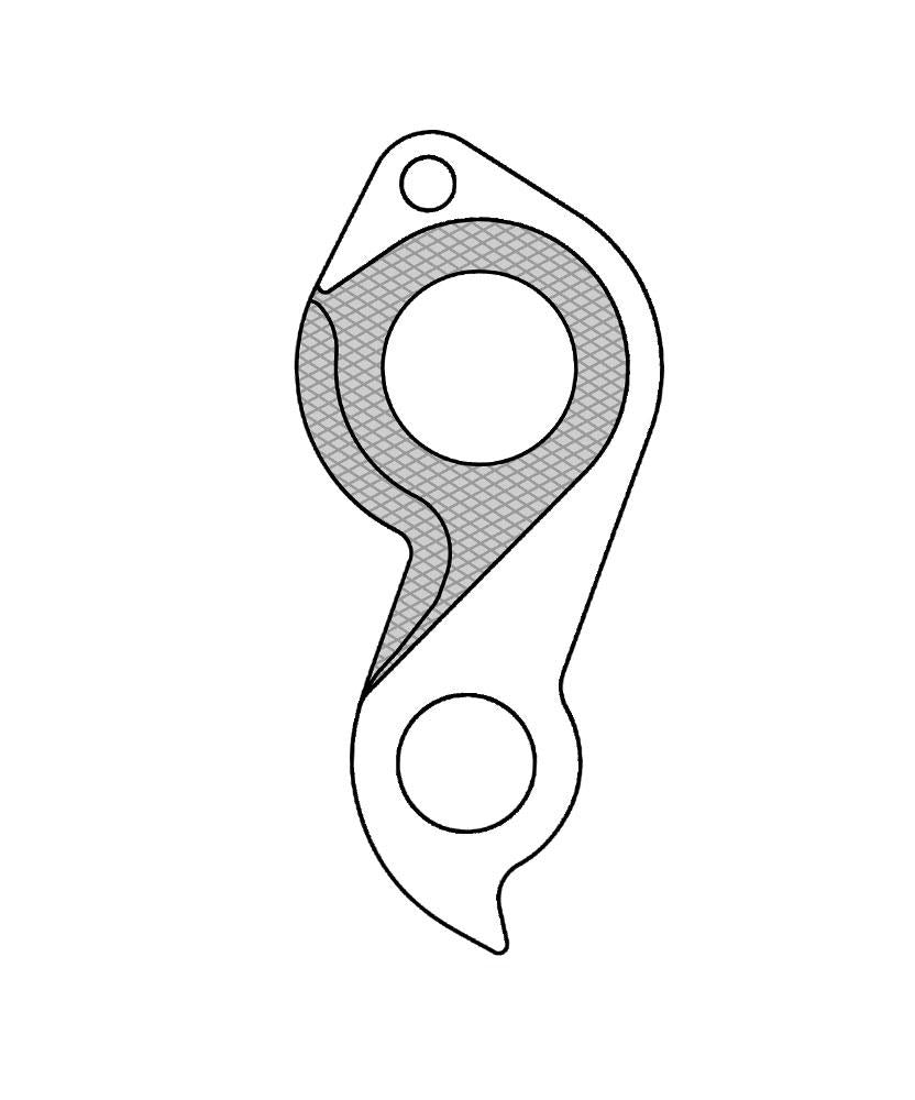 Technische Zeichnung des Marwi Schaltauges GH-291 für Focus Cayo und Mares CX/AX Fahrräder aus schwarzem Aluminium.