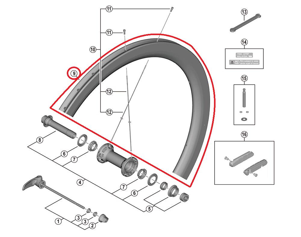 SHIMANO RIM WH-R9200-C50-TU Front ? 16H Tubular Felge 28" für Rennrad
