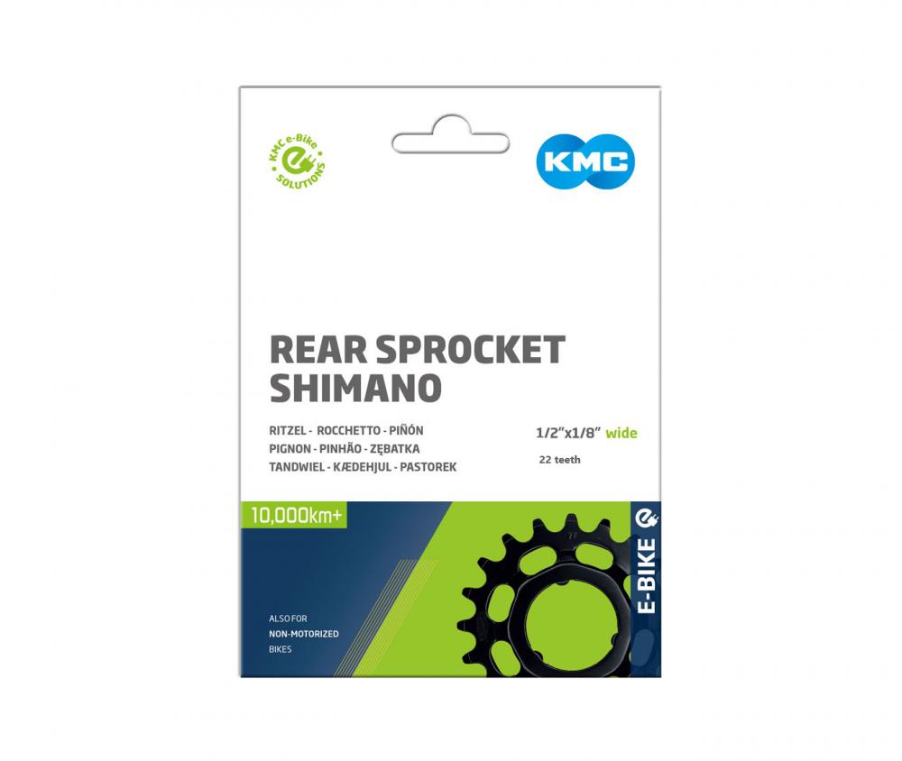 KMC E-Bike Hochleistungs-Ritzel 22 Zähne schwarz für Shimano Antrieb, 1/2"x1/8", 10.000km+ Haltbarkeit.