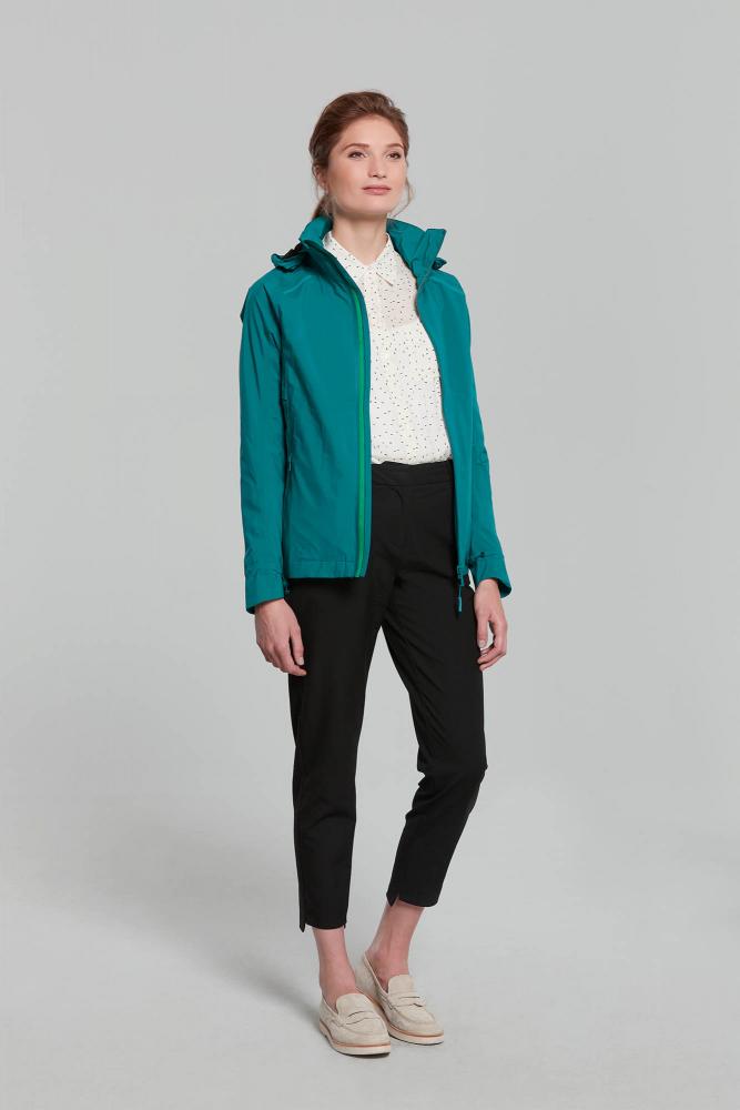 Basil Skane Damen Regenjacke teal green L - wind- & wasserdicht (10.000 WP/MVP), atmungsaktiv, taillierter Schnitt, DWR-Beschichtung, reflektierend & helmtaugliche Kapuze