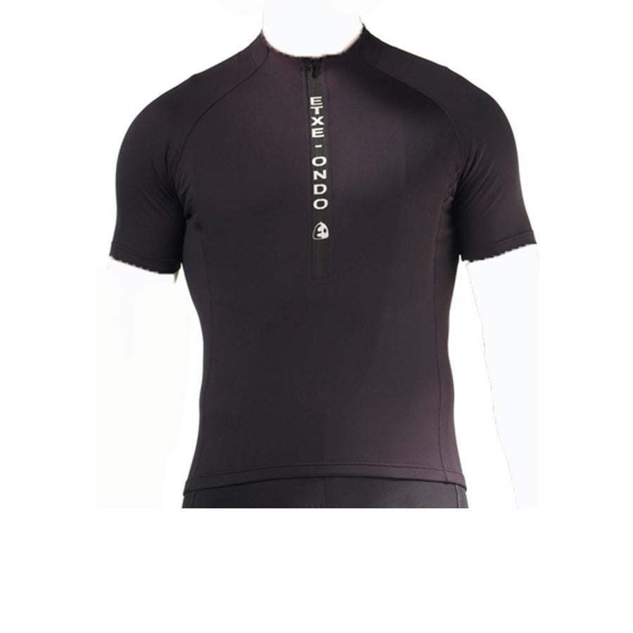 Etxeondo Herren Trikot MEERSBURG Schwarz - Atmungsaktives Kurzarm Fahrradtrikot mit Rückentaschen