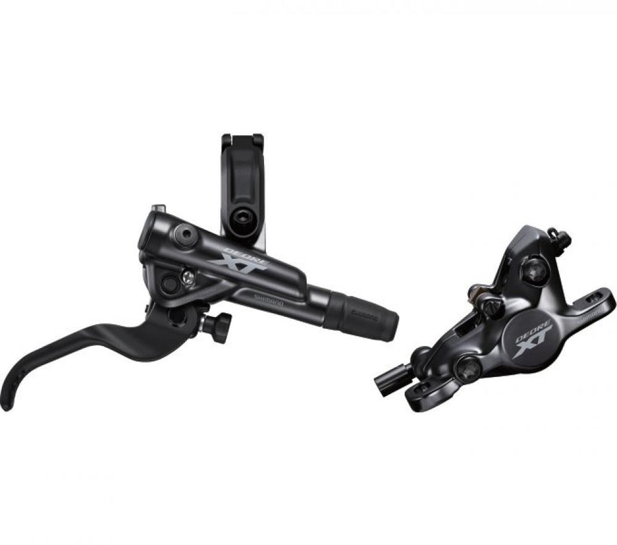 SHIMANO DEORE XT M8100 Hinterrad-Scheibenbremse: vormontierter Bremshebel und Bremssattel.