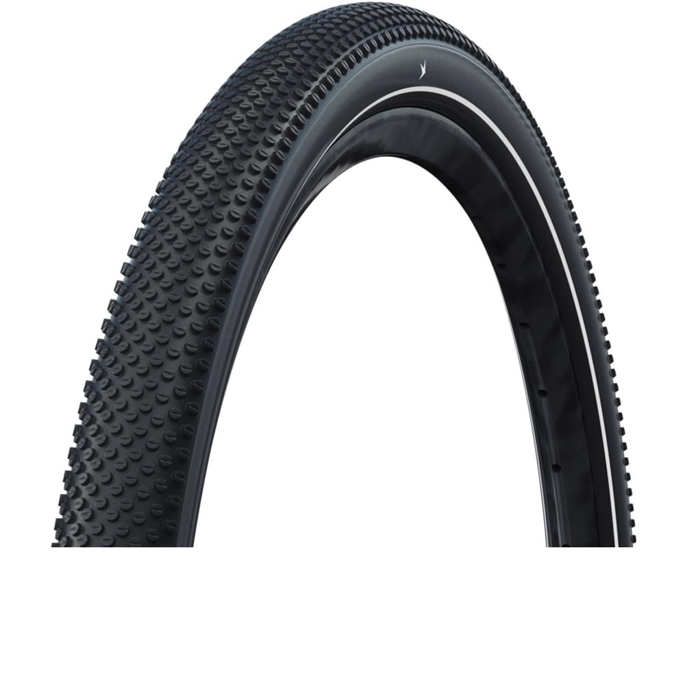 Schwarzer Schwalbe G-ONE Allround Performance Line 29 Zoll Gravel-Faltreifen mit feinem Noppenprofil und weißem Seitenstreife