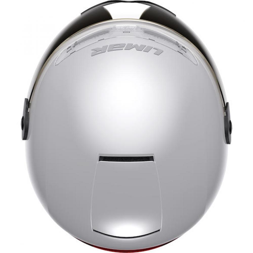 Limar Lumiere weißer sicherer Urban- und Speed-Pedelec-Helm mit Licht, Rückansicht.