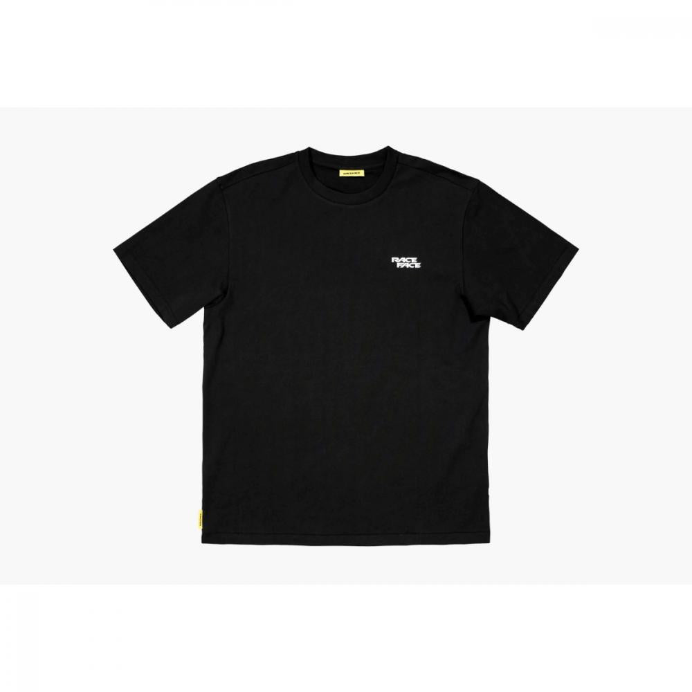 Schwarzes Race Face Logo T-Shirt, komfortables Bike-Lifestyle Shirt für Radfahrer.