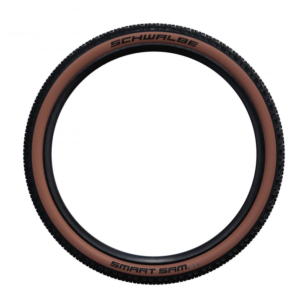 Schwalbe Smart Sam 29x2.35 Zoll Drahtreifen in Schwarz-Braun mit Offroad-Profil für E-Bikes bis 25 km/h.