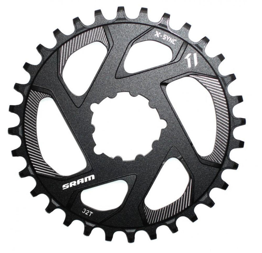 Schwarzes Sram X-Sync 11-fach Kettenblatt 32T für Direktmontage aus Aluminium.