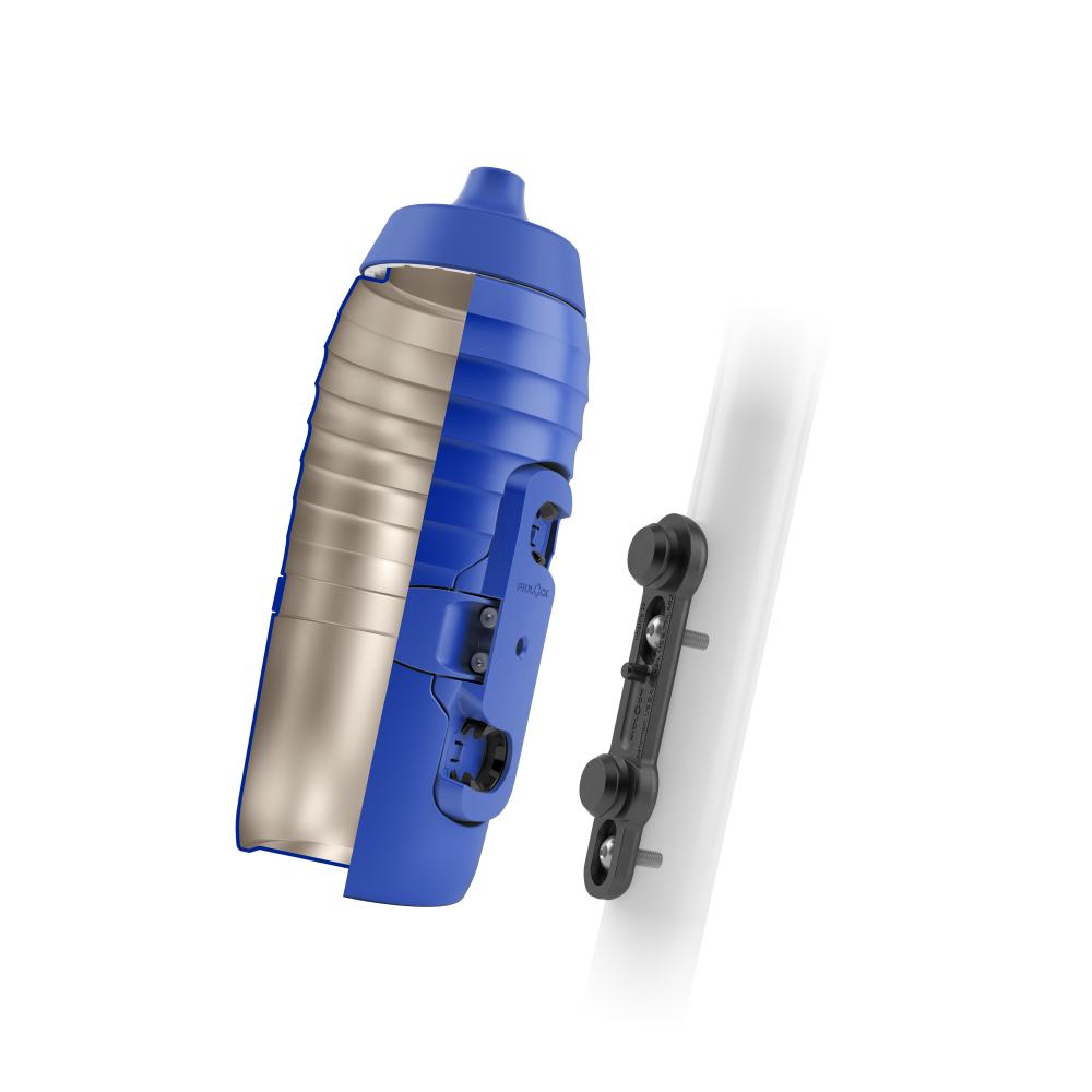 Fidlock Twist bottle x KEEGO 600 ml mit Logo FRONT + bike base Blau Trinkflasche