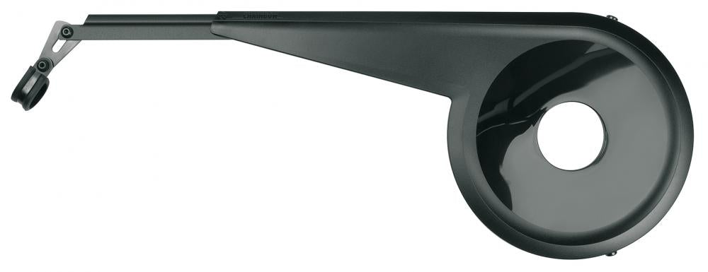Schwarzer SKS Chainbow Kettenschutz für Bosch Gen 4 E-Bikes, 38 Zähne, verstellbar, aus Kunststoff, für Nabenschaltung.
