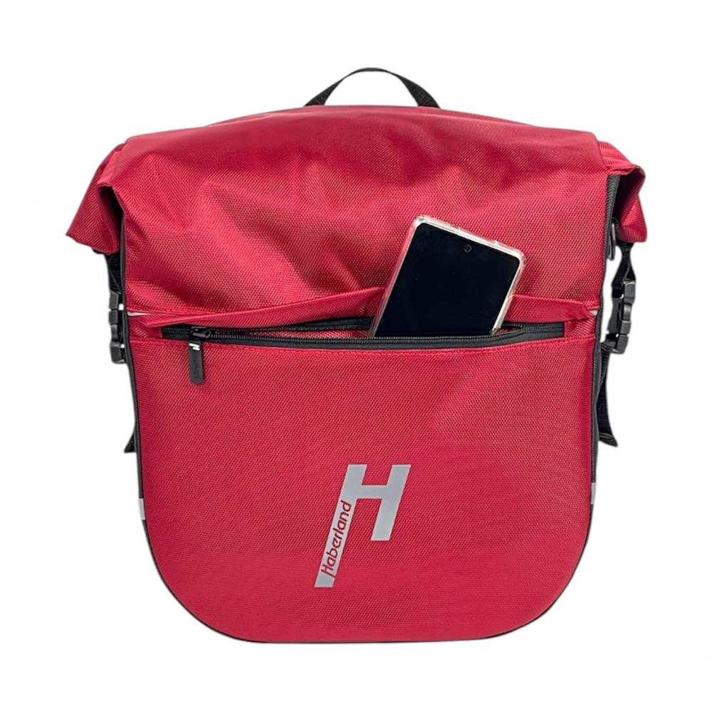 Haberland Einzeltasche eMotion rot/schwarz - robuste Gepäckträgertasche mit Rollverschluss