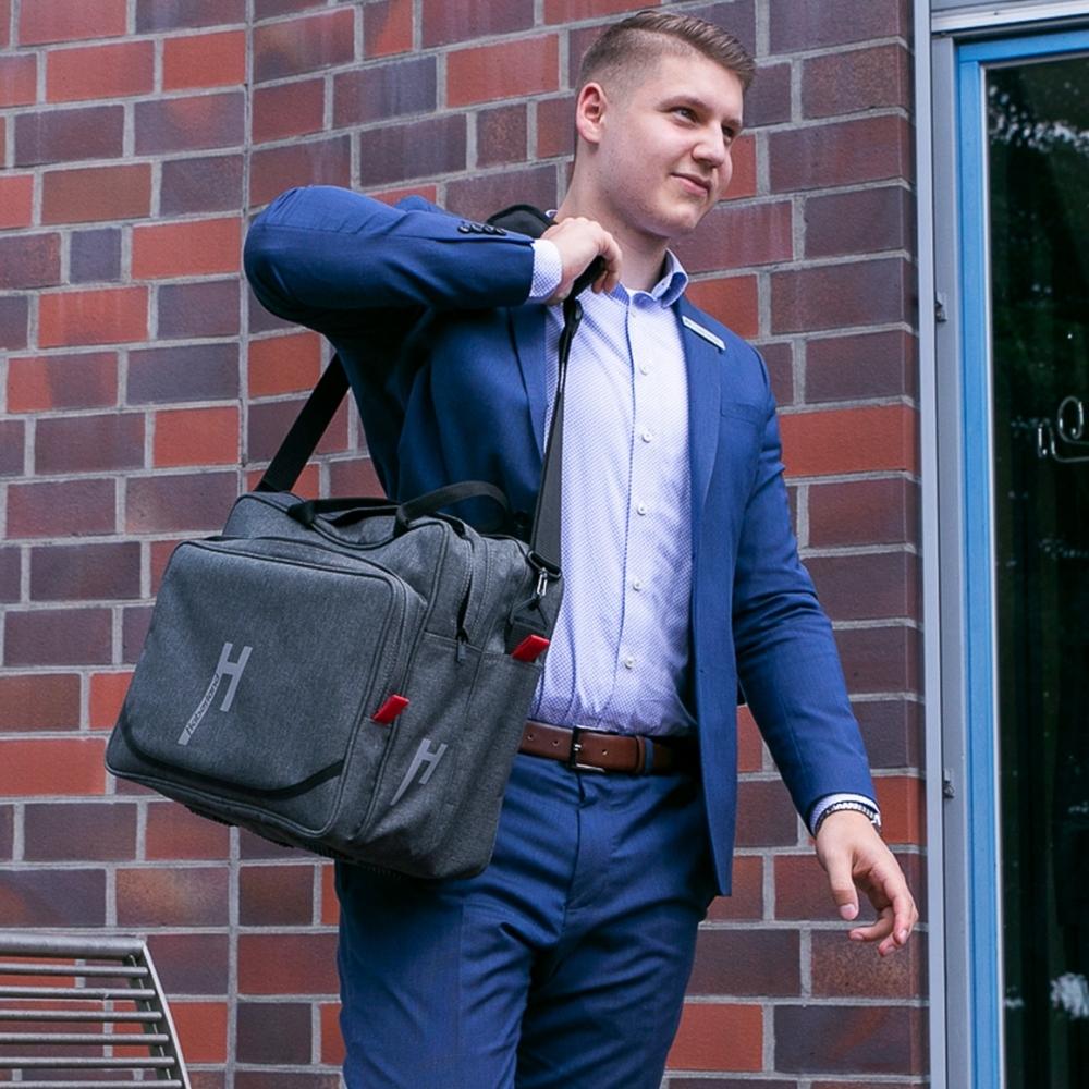 Haberland Frontträger-Tasche Office anthrazit - geräumige Laptop- & Bürotasche für KLICKfix