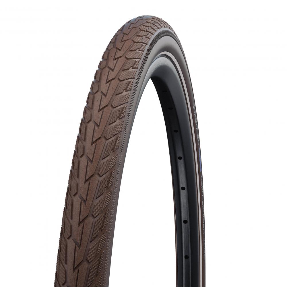 Brauner Schwalbe ROAD CRUISER Fahrradreifen 700x40C 28x1.60 mit Profil und K-Guard Active Line Technologie.