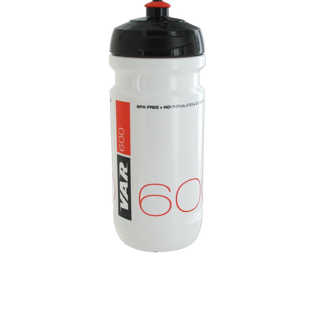 VAR Trinkflasche 600 ml BPA-frei Weiß-Rot - Leichte Fahrradlasche für Radfahrer