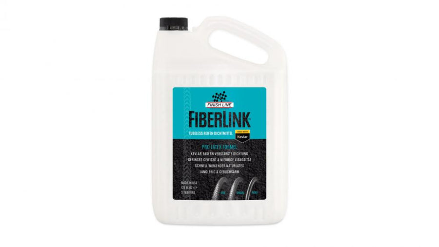 Finish Line FiberLink Pro Latex Reifendichtmittel 3,78 Liter - Tubeless Dichtmilch für MTB Rennrad Gravel, langanhaltender Pannenschutz