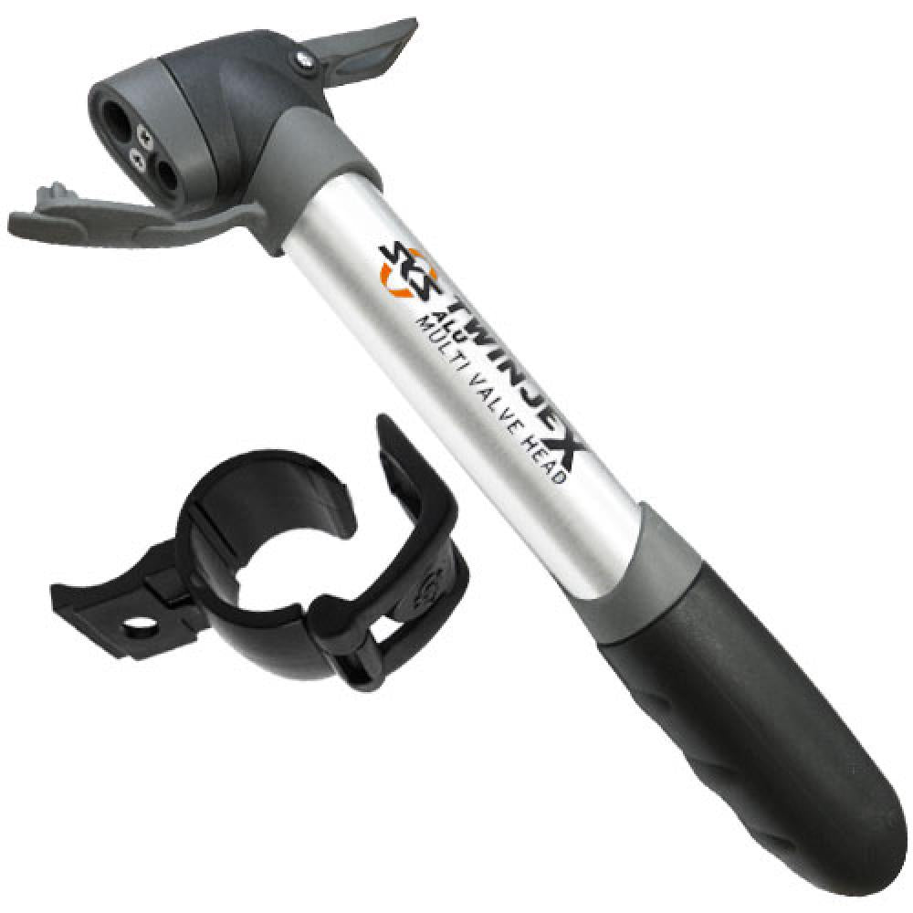 SKS Twinjex Alu Base-Line Fahrradpumpe - 10 bar, Multi Valve für alle Ventilarten, ergonomischer Griff, leichtes Aluminium, 252 mm Länge, ideal für unterwegs
