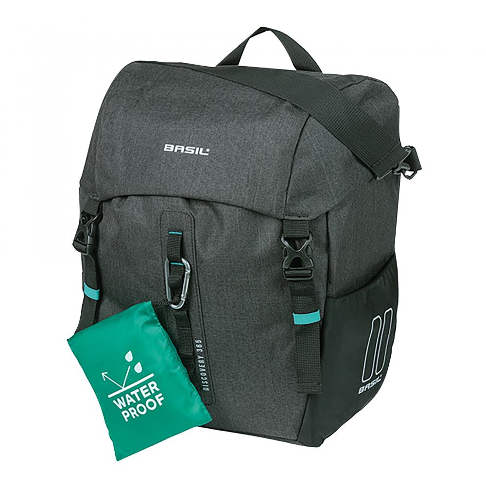 Basil Discovery 365D L 20 Liter Einzeltasche mit MIK-Hooks - wasserabweisend - Regenhülle Reflektoren 30x17x36 cm 5 kg - Fahrradträgertasche