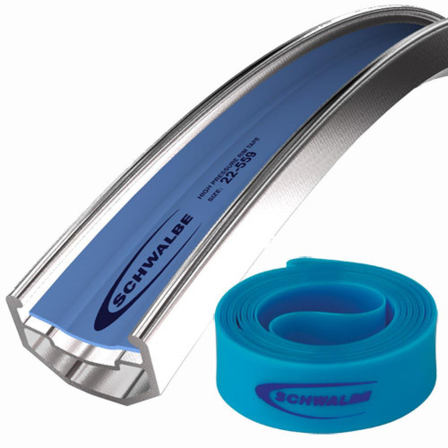 Schwalbe Felgenband 20-559 20mm 26 Zoll blau für High-Pressure Pannenschutz im Felgenquerschnitt und gerollt
