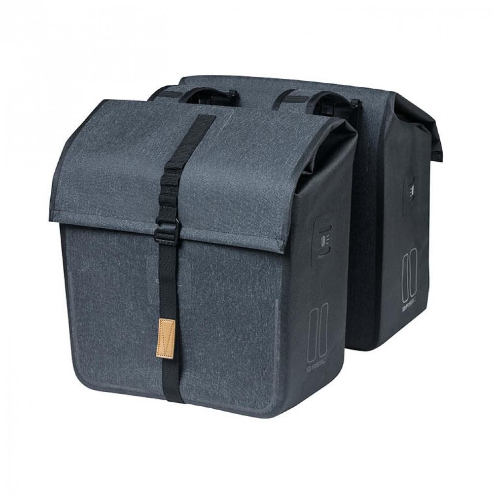 Basil Urban Dry Doppeltasche anthrazit 50l, wasserdichte Fahrradtasche für den Gepäckträger.
