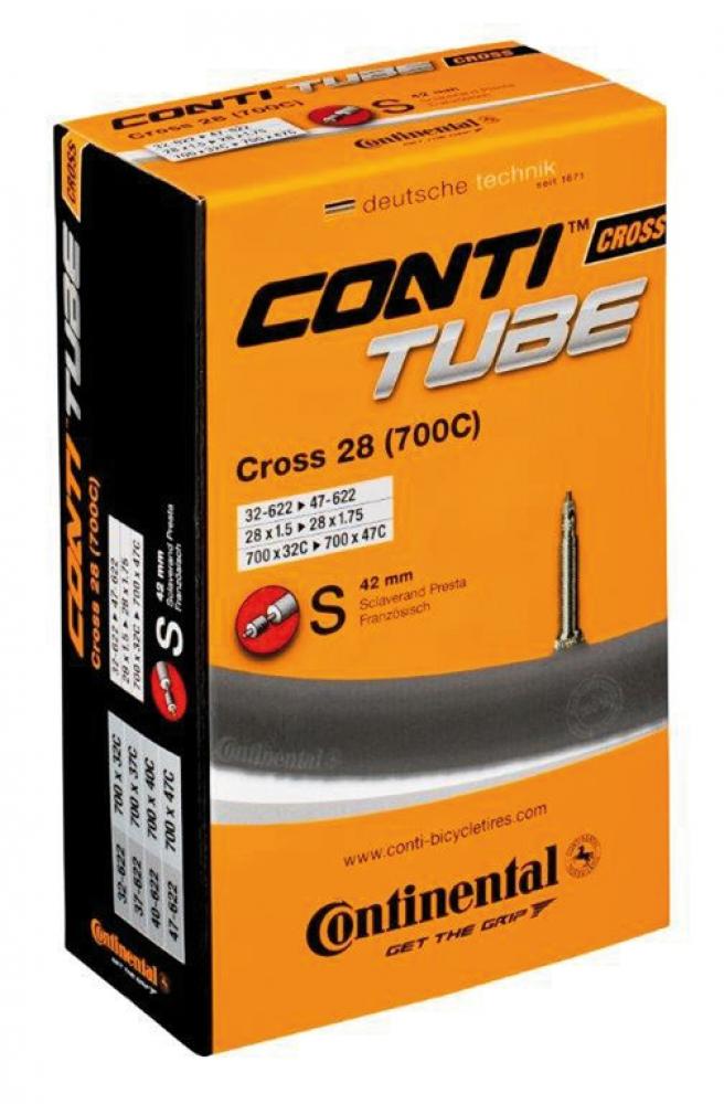 Continental Conti Tube Cross 28 Fahrradschlauch Box (700C, 32-47/622) mit Sclaverandventil 42mm.