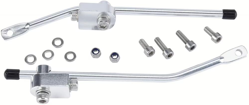 Pletscher Gepäckträgerbefestigung 66/133 mm - verstellbare Aluminium-Halterung für Rahmenösen Ø 7 mm, poliert, kompatibel mit Pletscher-System, stabile Montage hinten, silber, 1 Paar