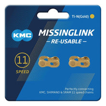 KMC MissingLink 11R Ti-N Gold, 2 Stück, Kettenschloss 11-fach 5,65mm, langlebig, wiederverwendbar, Titannitrid-Beschichtung, präzise Schaltvorgänge