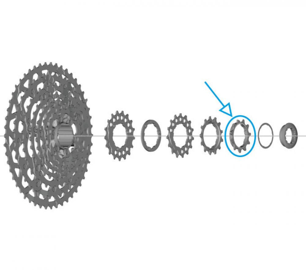 SHIMANO CS-LG700 11 Zähne Ritzel, präzises Ersatzritzel für Nabenschaltung, in Kassettensprengzeichnung hervorgehoben.