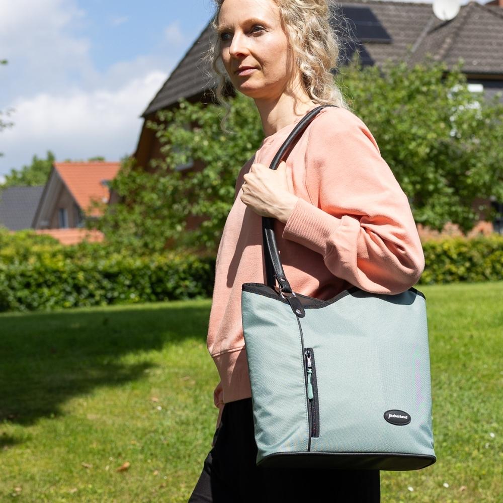 Haberland Lenkertasche Melanie salbei/schwarz - vielseitige Rucksack-Lenkertasche mit KLICKfix