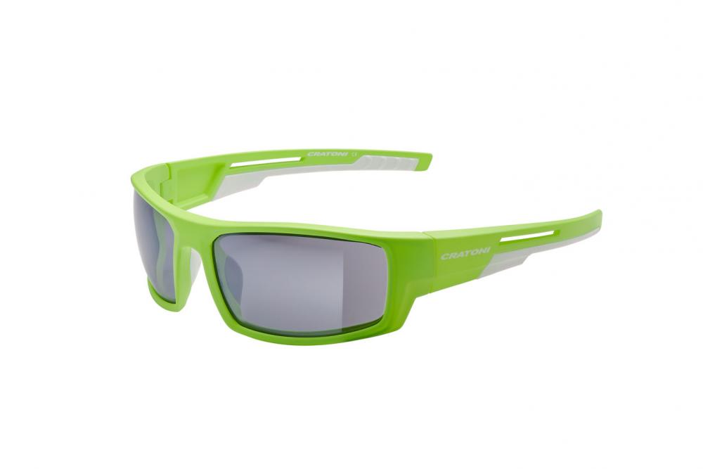 Cratoni Sportbrille Raw neongreen-white matt - smoke w/ silver mirror Größe UNI