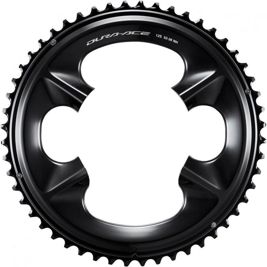 Schwarzes Shimano DURA-ACE FC-R9200 12-fach Rennrad Kettenblatt, 50 Zähne für maximale Effizienz.