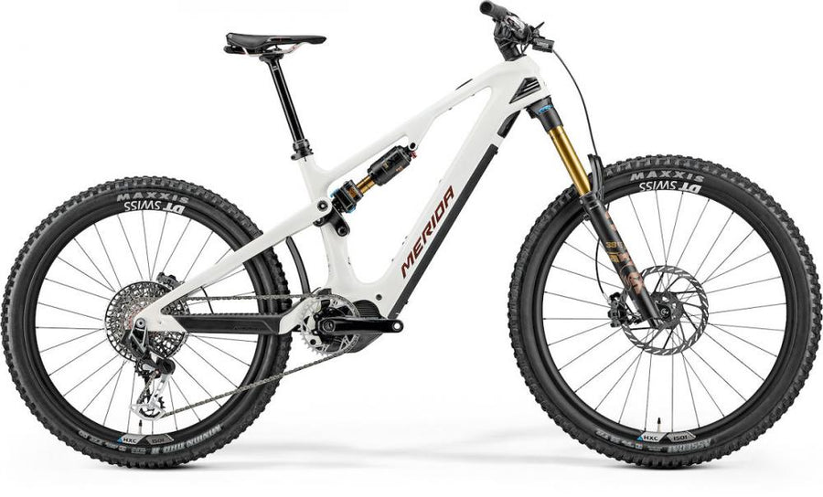 MERIDA eONE-SIXTY 10K E-Mountainbike Fully - Größe XS - 600 Wattstunden - Carbonrahmen - Enduro - snow white bronze metal