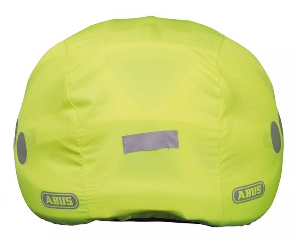 ABUS Regenkappe Neongelb - wasserabweisend, Signalhelm-Überzug mit Reflektoren, universell passend