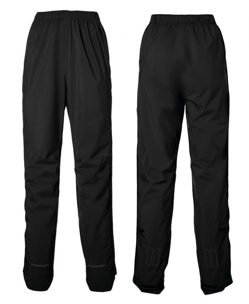 Basil Skane Damen Fahrrad-Regenhose Jet Black XL, wasserdicht, Front- und Rückenansicht.