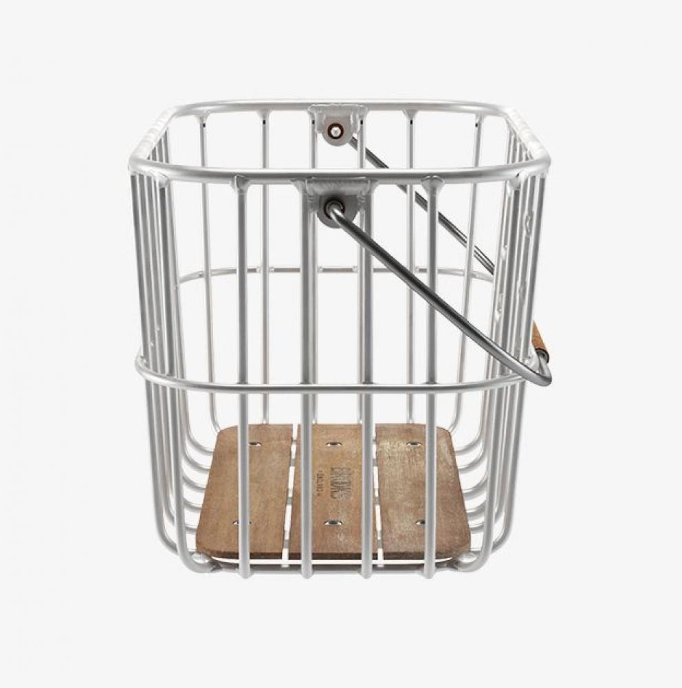 BROOKS Hoxton Basket - eleganter Fahrradkorb 25 Liter aus Aluminium mit Holzgriff - 1150 g leicht, 380x260x260 mm - kompatibel mit KLICKfix-System