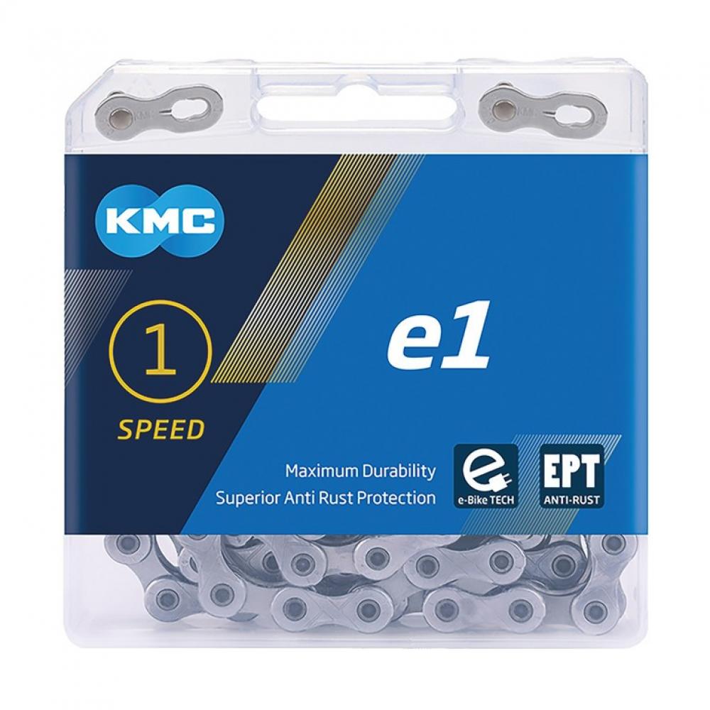 KMC E1 EPT E-Bike Kette 1-Gang für Nabenschaltung in Blisterverpackung mit Anti-Rost-Schutz.