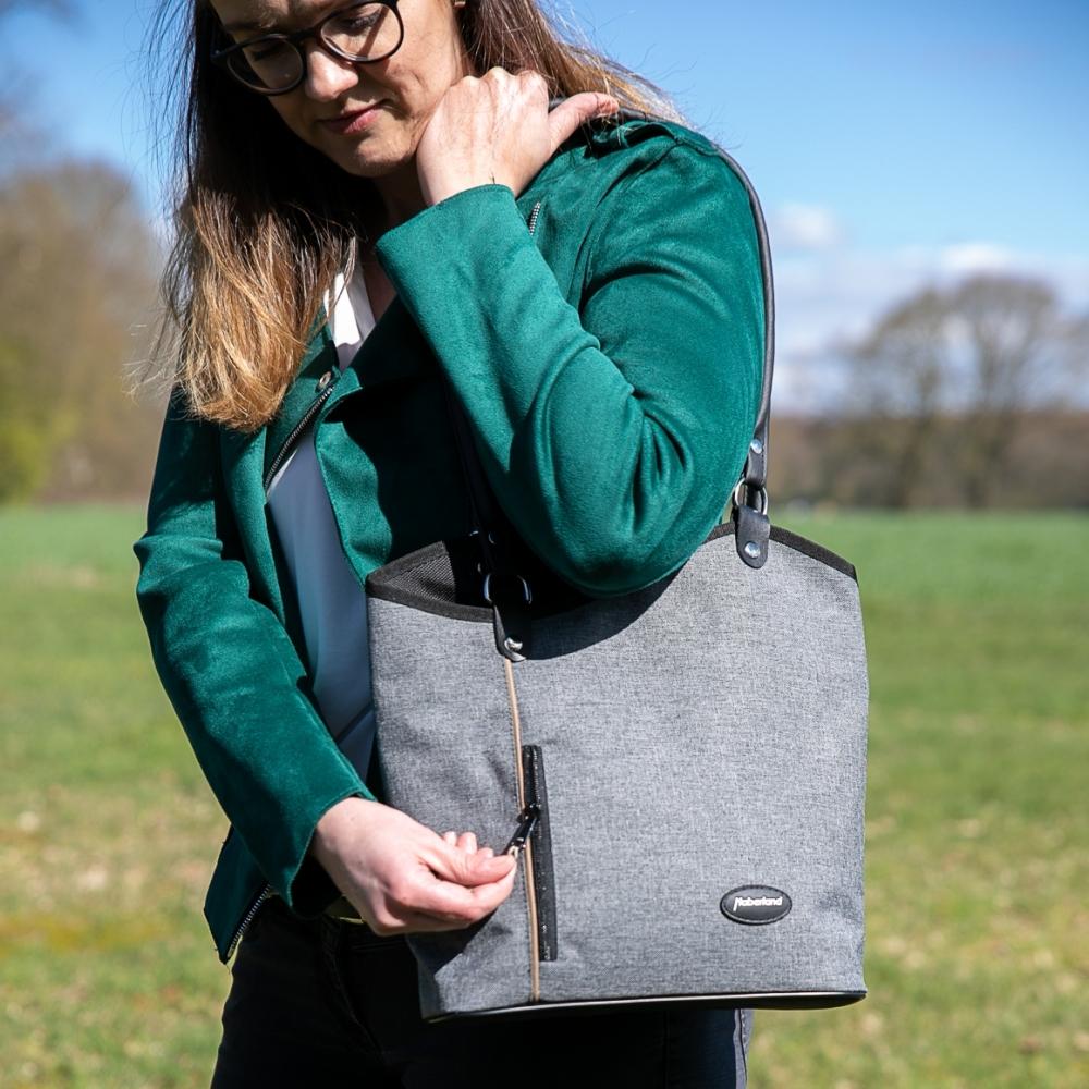 Haberland Lenkertasche Melanie grau - flexible Rucksack-Lenkertasche mit KLICKfix