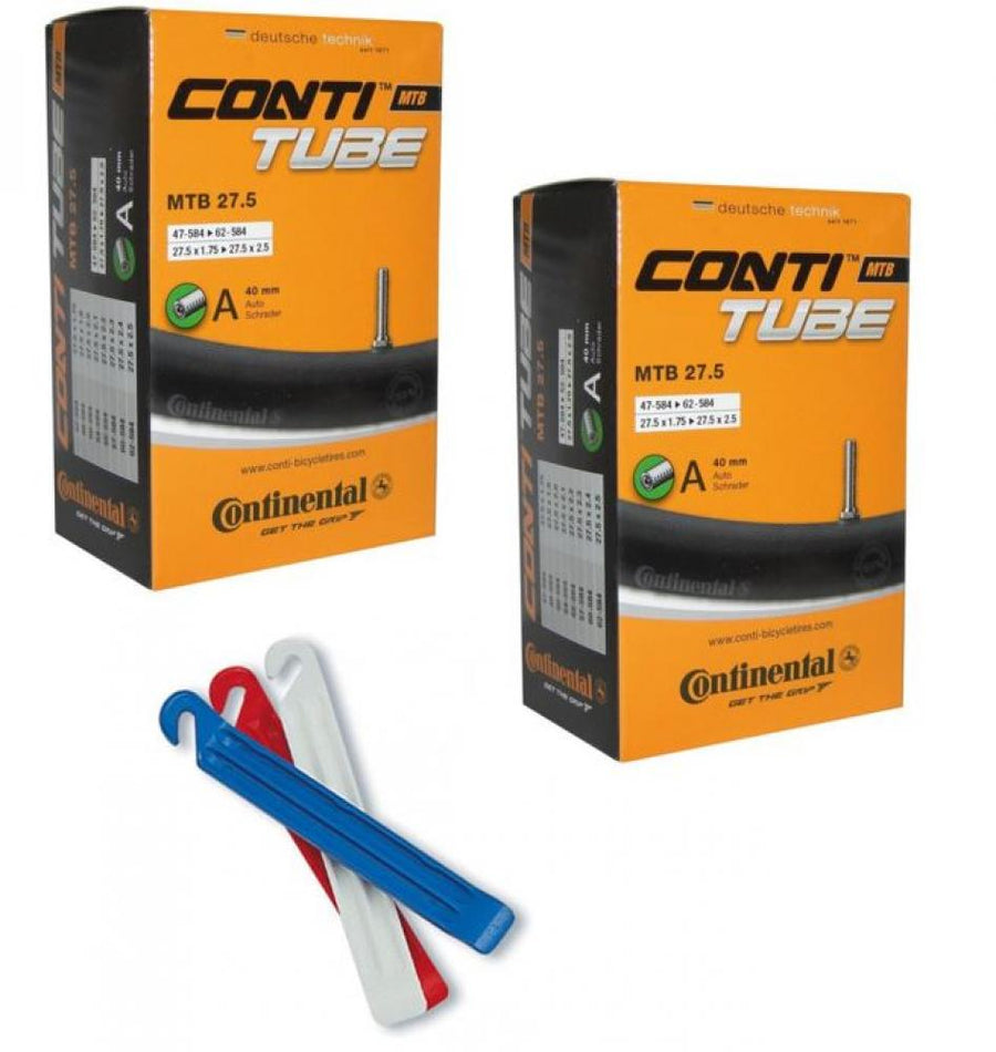 Continental 2x Conti Schlauch MTB 27.5 27.5x1.75/2.40 Zoll 47/62-584 AV 40mm 1x Zefal Reifenheber 3 Stück