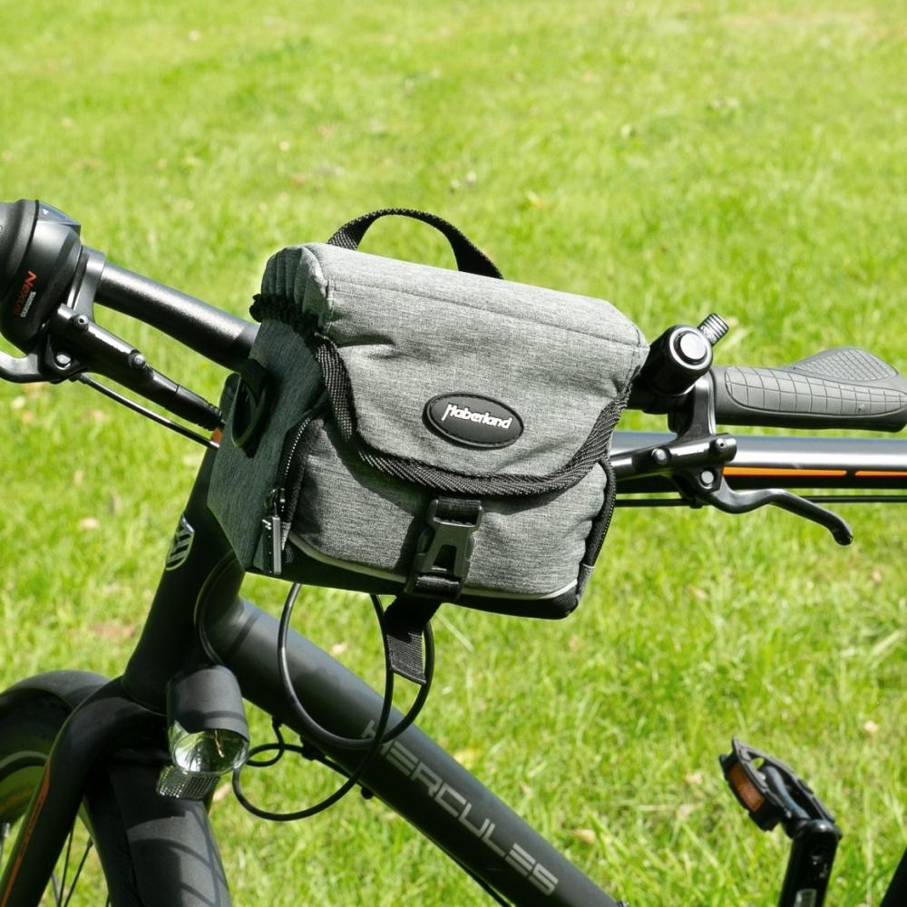 Haberland Lenkertasche 2l Mini grau - kompakte Lenkertasche für Alltag und Tour