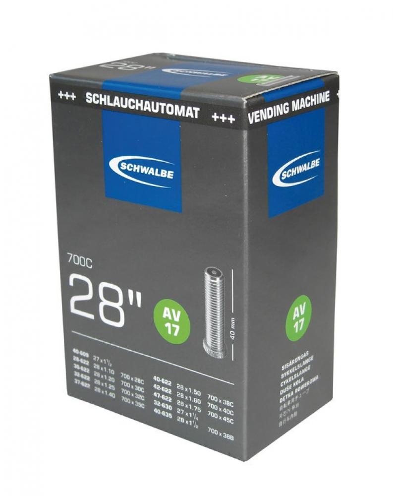Schwalbe Fahrradschlauch AV17 VM 28 Zoll 700C mit 40 mm AV-Ventil für Schlauchautomat.