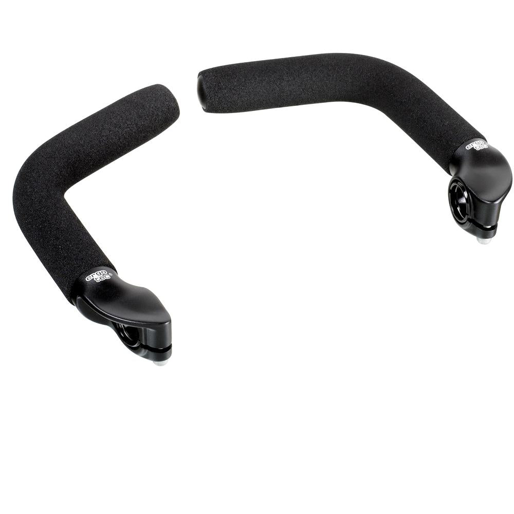 Schwarze Ergotec EVO Touring L Lenkerhörnchen mit Moosgummiüberzug für Fahrräder.
