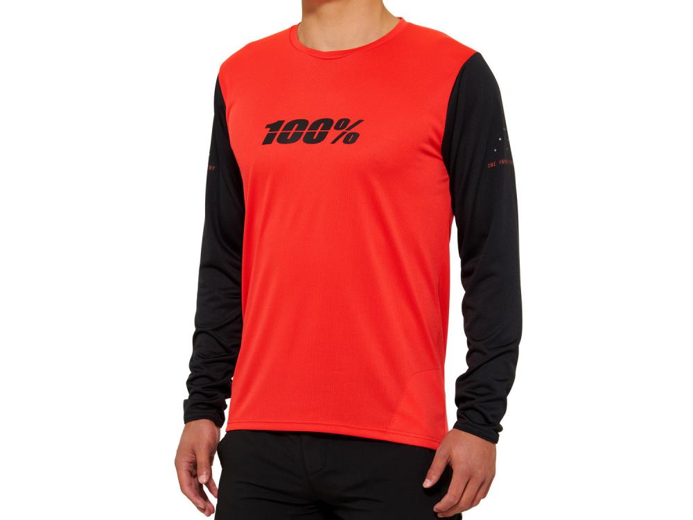 100% Ridecamp Long Sleeve Jersey XL Red/Black - atmungsaktives MTB-Trikot für lange Trail-Tage