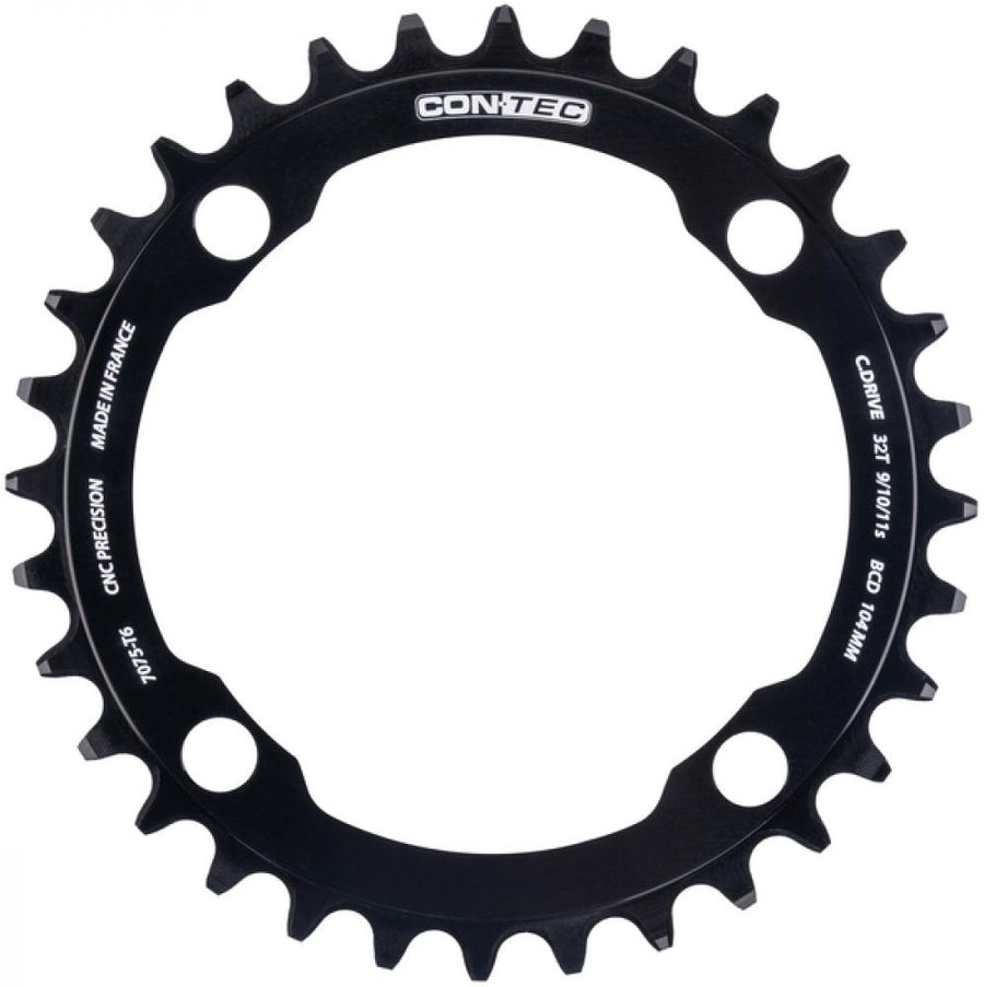 CONTEC Kettenblatt "C.Drive B"n4-Arm, 104mm Lochkreis, 9-/10-/11-fach, 3/32", Narrow-Wide (NW) Zahnprofil, Aluminium 7075, schwarznSB-verpackt, passend für Bosch Antrieb Gen.1, Gen.3 und Gen.4, 32 Zähne