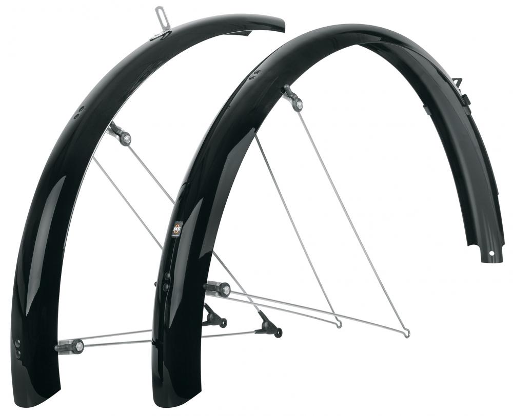SKS Schutzblech BLUEMELS BASIC 28 Schutzblech-Set - 65 mm breit für 27 5-29 Räder robuste Aluminium-Kunststoff-Sandwichkonstruktion ASR-Sicherheitssystem glänzend schwarz