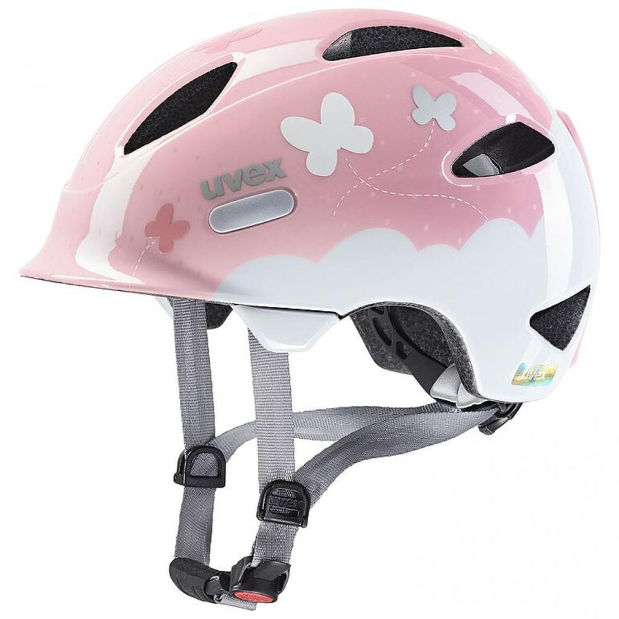 uvex oyo style - Kinder Fahrradhelm - Größenanpassung 50-54 cm - xTRA Shield - KID PROtect - 10 Belüftungen - erweiterbar mit LED - butterfly pink